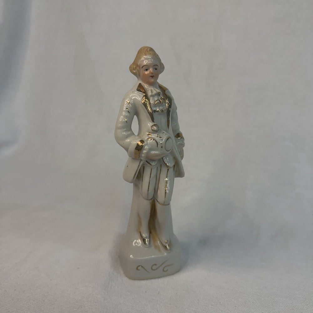 Vintage Porcelain Figurine Colonial Victorian Gentleman Prince Charming Trinket